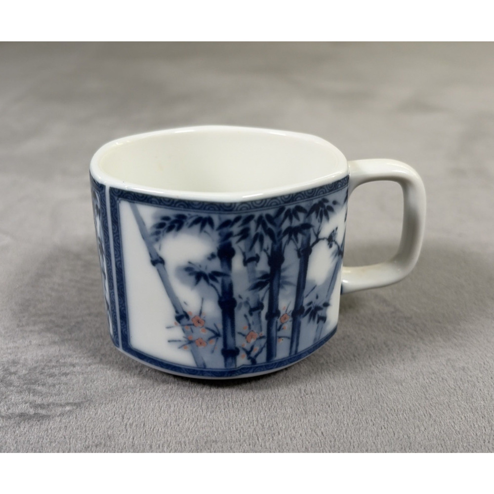 Porcelain Japanese Fan Snack Plate With Cup & Saucer Bamboo Blue & Pink Charity - Picture 6 of 16